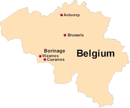 vincent van gogh map of locations where the artist lived belgium